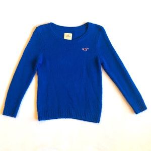 Hollister Bright Blue Scoop Neck Sweater Small EUC